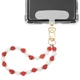 uxcell Pearl Beaded Phone Wrist Strap, Chain 15 x 8 mm, Red & White 