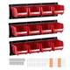 VEVOR Wall Mounted Storage Bins 12 pcs Hanging Stackable Storage Bin Red