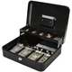Jssmst Large Cash Box with Money Tray and Lock - Safe for Large, Black 