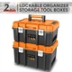 &lrm;2Pcs Orange Workbench Garage Car Trunk Lockable Storage Tool Box w/Handle