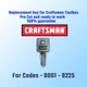 8001-8225, 1 Replacement after market key for Craftsman Tool box locks, Pre Cut.