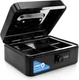 Serenelife 8" Metal Cash Box with Lock | Cash Safe Lock Box with Money Tray | 5