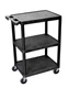 Luxor Workspaces 3-Shelf Utility Cart, Black STC222-B