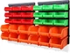 SWANLAKE 30PCS Wall Mounted Storage Bins, Plastic Garage orange,red,green 