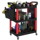 HOMCOM 3-Tier Rolling Tool Cart, Utility Cart with Side Shelf & Hook Black