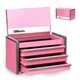 P.I.T. Mini Pink Tool Box, Portable 3 Drawer Steel Stackable 3-Drawer, 