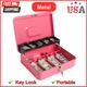 Large Cash Box with Money Tray and Lock, Lovndi Metal Money Box for Cash,Lockbox