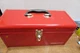Westward Tool Box, Steel, Red, Plastic tray, 16" H X 7" W X 7 3/4" D