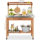 Best Choice Products Mobile Table Storage Cabinet 4 Wheels Stainless Steel Top