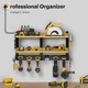 SPAMPUR POWER TOOL ORGANIZER CHARGING STATION 6 DRILL HOLDERS - BLACK/YELLOW