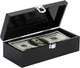 Hipiwe Cash Box Money Holder Black Cash Organizer Money Storage Box Single Row
