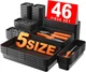 A-LUGEI【𝟰𝟲𝗣𝗖𝗦 & 5 Size】Tool Box Organizer Tray 5 size, 46pcs Black 