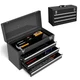 ERGOMASTER Portable Tool Box, Metal Box with 3 Drawers, Lockable Black 