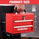 WORKPRO Portable Mini Tool Box 2 Drawers Metal Tool Chest Ball Bearing Slides