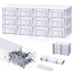12 Pcs Stackable Drawer Screw Organizers with 36 Clear Dividers and 12 Tag Ca...