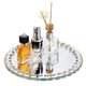 Hipiwe Mirror Glass Vanity Tray Sparkling Crystal Perfume Tray Round Decorati...