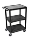 LUXOR STC222-B 3-Shelf Utility Cart Black