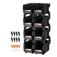 VEVOR Plastic Stackable Storage Bins 8 pcs Garage Organizer Bins Black