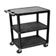 Luxor Stc222-B 3-Shelf Utility Cart Black