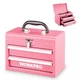 WORKPRO Portable Mini Tool Box 2 Drawers Metal Tool Chest Storage Lockable Latch