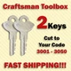 Craftsman Toolbox Key / (2) TWO KEYS / Select your code 3001 - 3050