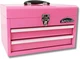Pink 14" Heavy-Duty Steel Tool Box with Deep Compartment & 2 Drawers