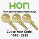 ( 3 ) Three HON File Cabinet Keys Cut to Your Code 101E - 225E