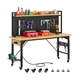 DWVO 60" Adjustable Workbench with Pegboard, Heavy Duty Wood Top Work Bench w...