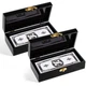 Beeveer 2 Pcs Acrylic Lockable Cash Box Organizer Money Holder Black 
