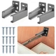 Chunful 2 Pair Rear Drawer Track Socket Back Plates Mounting Brackets Gray 