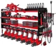 NattyDot Power Tool Organizer Wall Mount with 33" L x 8.66" W x 16.5" H, Red 