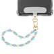uxcell Pearl Beaded Phone Wrist Strap, 15 x 8 mm, Light Blue & White 
