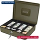 Flexzion Cash Box with Money Tray and Lock - Metal Cash Box for Small Businesses
