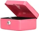 Small Cash Box with Key Lock, Decaller Portable Metal Money Box with Double Laye