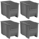 Akro-Mils Stak-N-Store Stackable Storage Bin, Open Front Organizer, Gray, 4 Pack