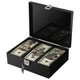 GUSHBIN Acrylic Lockable Cash Storage Box 3 Slots Money Holder Black 