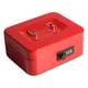 Decaller Medium Cash Box with Combination Lock, Metal (7.8 Inch), Red