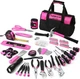 THINKWORK Pink Tool Set - 207 Piece Lady's Portable Home Repairing Tool Kit wi