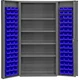 Durham DC-DLP-96-4S-5295, Cabinet with 96 Blue Bins and 4 Shelves, 36"x24"x72"