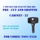 Y001-Y250. New replacement key for Snap On Tool Box locks, Pre Cut to your code.