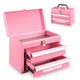 WORKPRO Portable Mini Tool Box 2 Drawers Metal Tool Chest Storage Lockable Latch