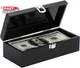 Hipiwe Cash Box Money Holder Black Cash Organizer Money Storage Box Single Row C