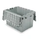 Akro-Mils 39120 12 Gal Attached Lid Container, Gray, Plastic, Steel Hinge, 21
