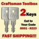 Craftsman Toolbox Key / (2) TWO KEYS / Select your code 8001 - 8223