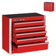 P.I.T. Mini Red Tool Box, Portable 5Drawer Micro Roll Cab Steel Tool Box with...