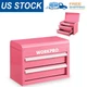 WORKPRO Metal Mini Tool Box Top Tool Chest w/ 2 Drawers Ball Bearing Slides Pink