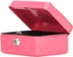 Small Cash Box with Key Lock, Decaller Portable Metal Money Box with Double Laye