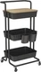 3 Tier Rolling Cart Uility Cart with Cover Board, Mobile Storage Cart with Wheel