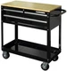 36 in. 3-Drawer Rolling Tool Cart with Solid Wood Top Work Surface Black Husky