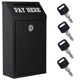 Sumerfnt Locking Cash Box with Slot, Metal Money Donation Lock Black 